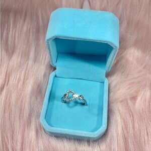 Sterling Silver plated Heart & Infinity Ring with Moissanite stones.